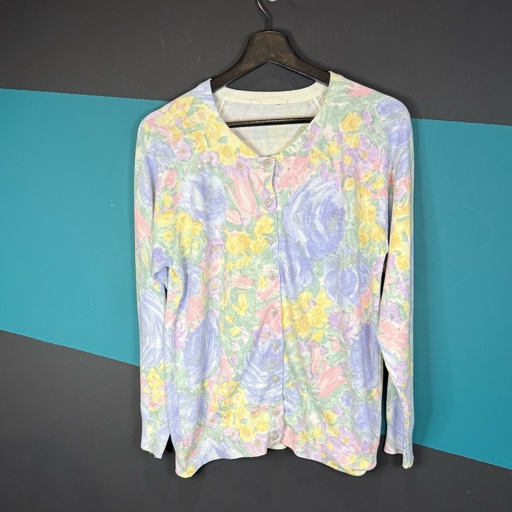 Floral Women's Cardigan in Pastel Shades size Large